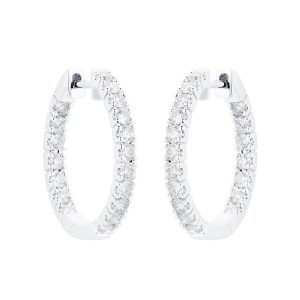 18ct White Gold 1.00cttw Diamond 20mm Hoop Earrings