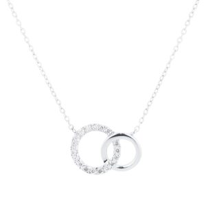 9ct White Gold 0.05cttw Diamond Circle Necklace