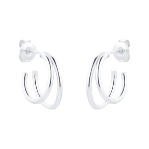 Silver Double Wire Hoop Earrings