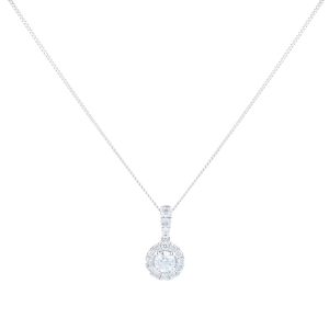 9ct White Gold 0.40cttw Round Halo Pendant